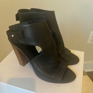 Vince Addie Black Leather Open-Toed Booties